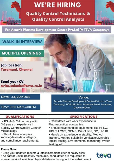 Teva Pharma Walk In Interview For Bsc Msc B Pharma