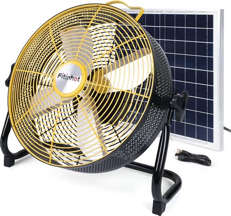 Fitinhot Camping Fan 15w Solar Fan Outdoor 15000mah Rechargeable Battery Operated Camp Fan With