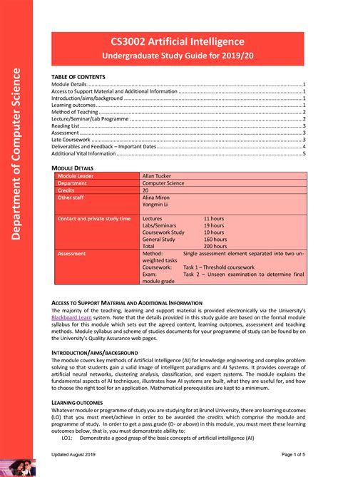 Cs3002 Study Guide 2019 20 Vfinal 2 Warning Tt Undefined Function