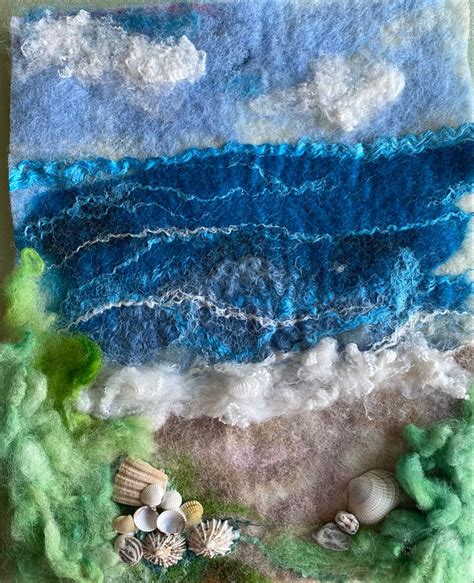 Flat Picture Craig Needle Felting Seascape Wet Made Machine