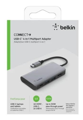 Adaptador Usb C Hdmi 4k Multipuertos 4 En 1 Usb 3 0 Belkin Envío gratis