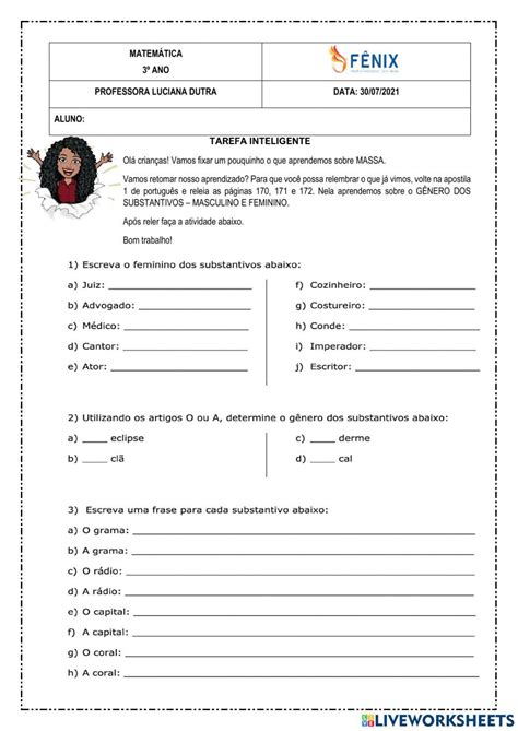 Tarefa Português Worksheet Live Worksheets