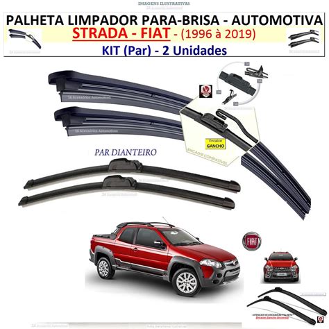 Par De Palhetas Para Limpador Parabrisa Dianteiro Para Fiat Strada 2001