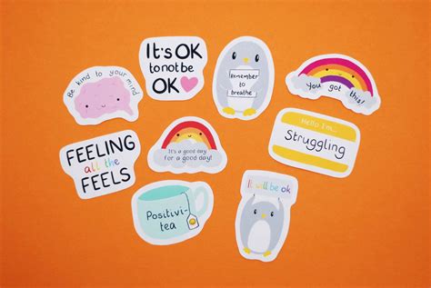 Mental Health Sticker Pack Super Cute Kawaii Mental Health Etsy