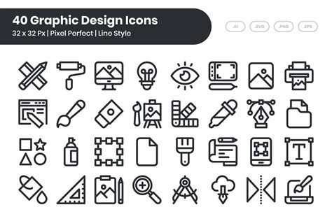 Graphic Design Icons Line Graphic By Kmgdesignid Creative Fabrica