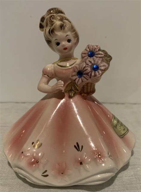 Vintage Josef Originals September Sapphire Figurine Japan Gold Trim