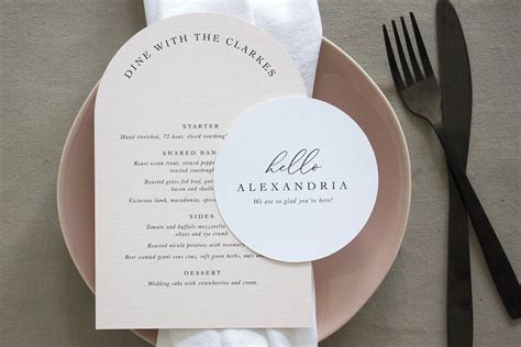 Wedding Menus Printed Arch Wedding Menus With Circle Wave Place Cards