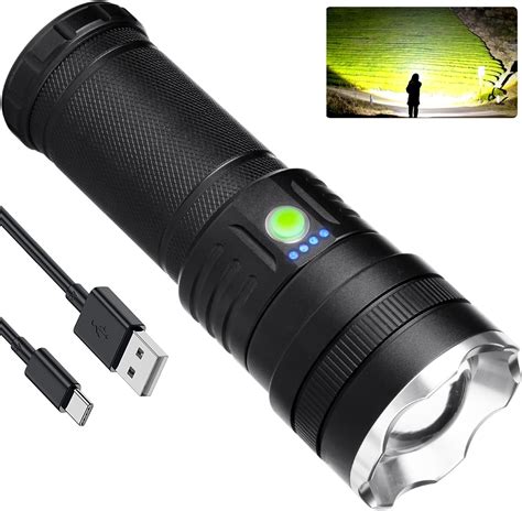 Uoatepc Rechargeable Flash Light Led Flashlights High Lumens 250000