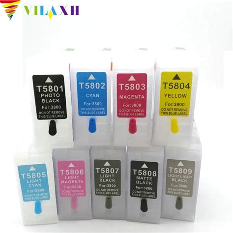 Pro 3800 9pcs 9color T5801 T5809 Empty Refillable Ink Cartridge For