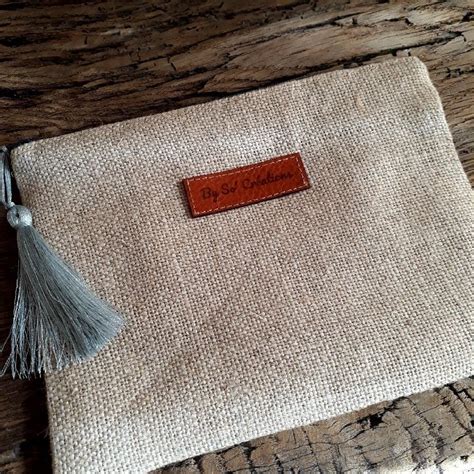 Pochette En Lin Naturel Et Coton Fleuri Tons Gris By So Cr Ations