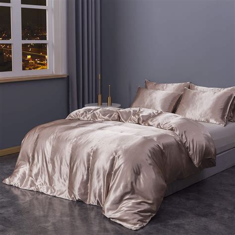 Sienna Luxury Full Silky Satin Duvet Cover With Pillowcases Shiny