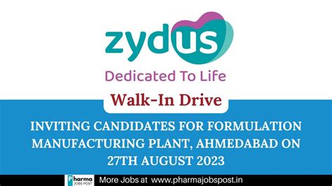 Zydus Group Inviting Candidates For Formulation Manufacturing Plant