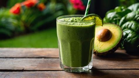 A Vibrant Green Smoothie Packed With Spinach Kale And Lime Premium Ai