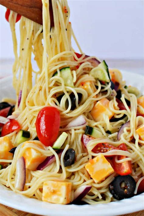 4 Ingredient Pasta Salad No Mayo Cold Angel Hair Pasta Salad