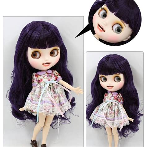 Neo Mu Eca Blythe Con Cabello Morado Piel Blanca Cara Sonriente Mate