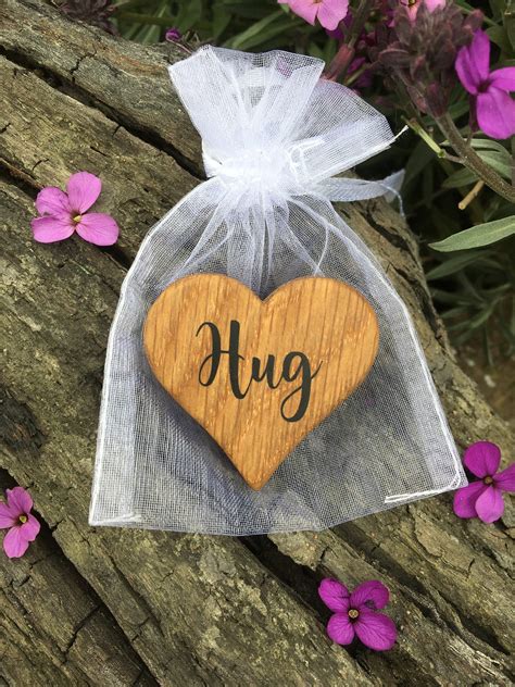 Pocket Hug T Wooden Hug Token Solid Oak Heart Hug Etsy