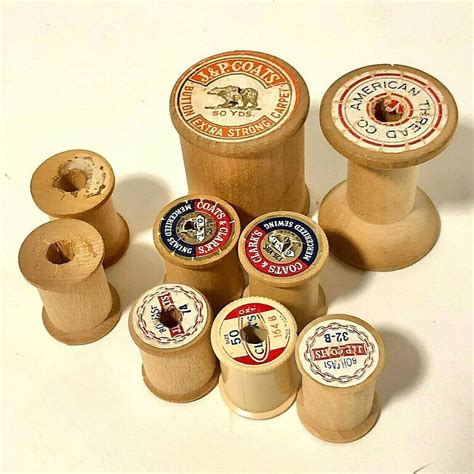 Vintage Empty Thread Spools Wood Plastic Small Lot Of 9 Diy Projects