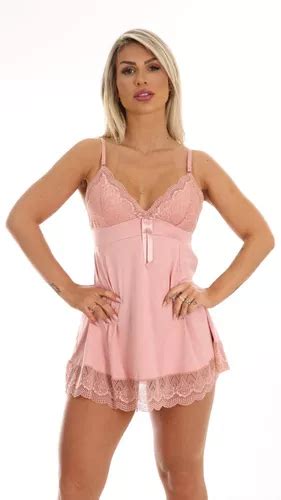 Camisola Sexy Fb Renda Trabalhada Feminina Lingerie Favorita