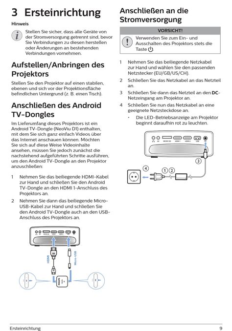 Ersteinrichtung Aufstellen Anbringen Des Projektors Anschlie En Des