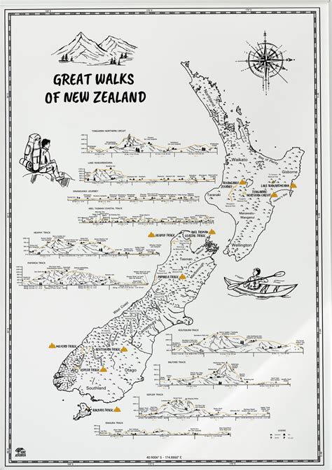 New Zealand Great Walks Scratch Map