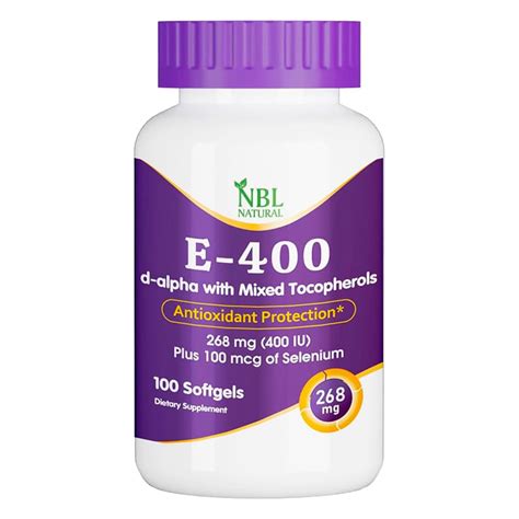 NBL Natural Vitamin E 400 Mixed Tocopherols Selenium NBL Natural