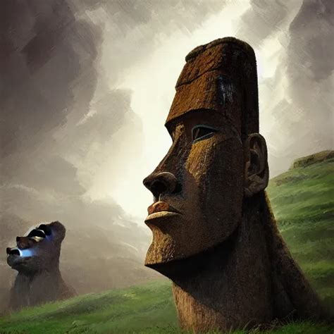 Detailed Photo Of A Gigachad Easter Island Head By Stable Diffusion