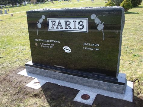 Upright Grave Marker In Black Galaxy Granite With White Lettering