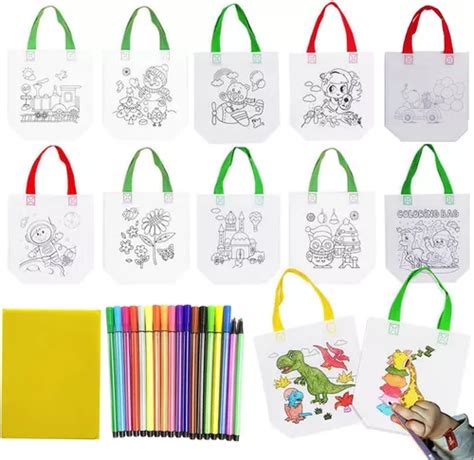 Dulceros Fiesta Bolsa Ecológica Para Niños Para Colorear 24 Meses sin