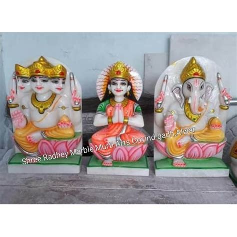 Multicolor Painted Marble Lord Shiva Parivar Statue For Temple At Rs