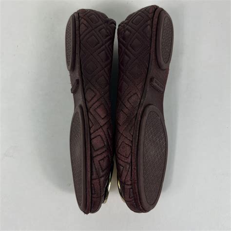 TORY BURCH Burgundy Quilted Minnie Ballerina Flats Sh Gem