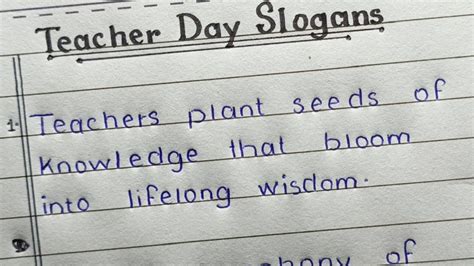 Teacher Day Slogans Lines On Teacher Day In English Learn And