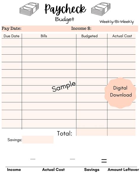 Weekly Budget Printable