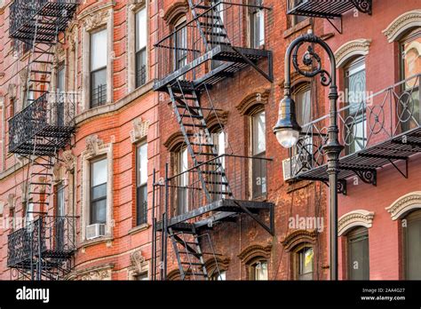 Old Building With Metal Fire Escape Stairs Ladders East Village