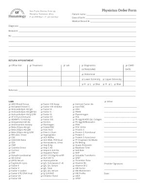 Fillable Online 6401 Poplar Avenue Suite 195 Physician Order Form