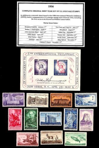 1956 COMPLETE YEAR SET OF MINT MNH VINTAGE U S POSTAGE STAMPS EBay