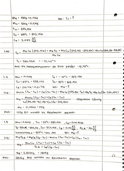 SOLUTION U Bungsaufgaben Mit Lo Sungen Thermodynamik Physik Studypool