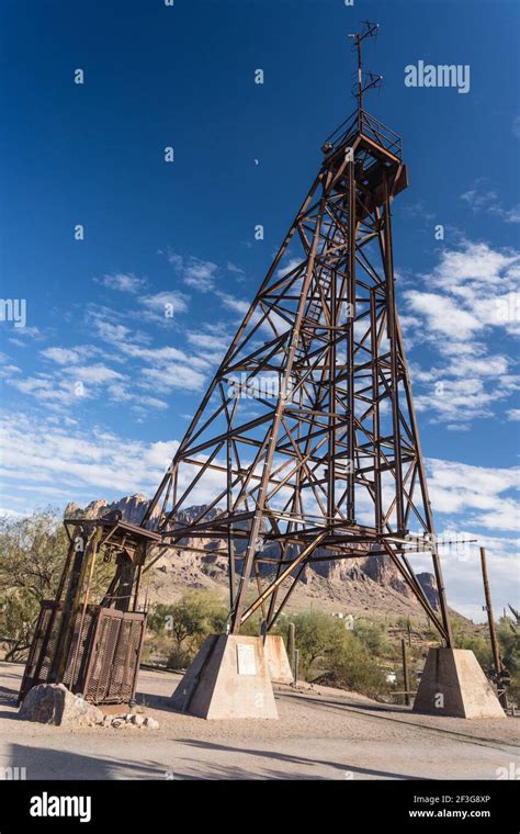 An Authentic Old Mining Headframe In The Mining Ghost Town Of Goldfield