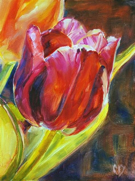 Flower Painting Tulip Red X Original Oil Etsy Flower Painting