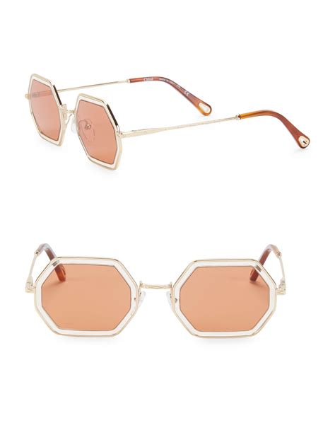 Chloé 53mm Hexagon Sunglasses Lyst