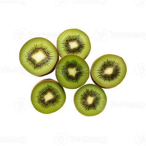 Top View Slice Of Fresh Kiwis Fruit Isolated On Transparent Background