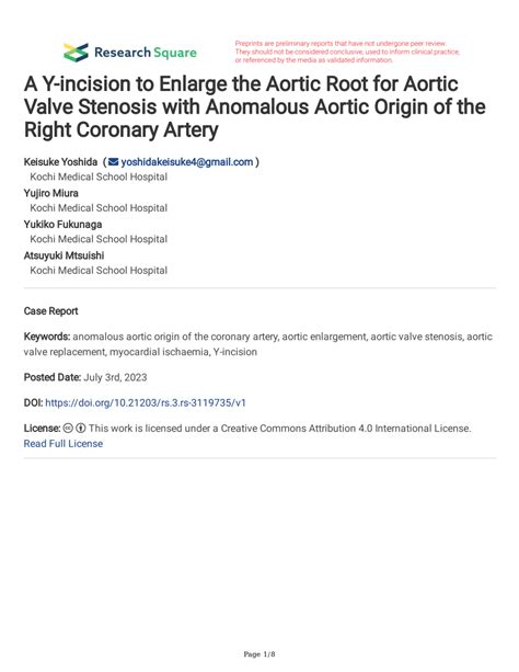 Pdf A Y Incision To Enlarge The Aortic Root For Aortic Valve Stenosis