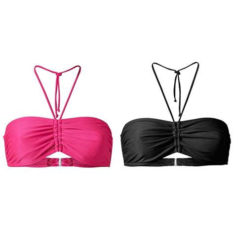 2 Pack Kcodviy Women S Summer Mix Breastfeeding Bathing Suit Plain Bikini Bandeau Top