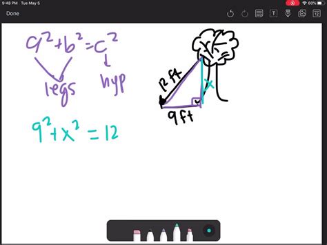 Solved Use The Pythagorean Theorem A Rope Feet Long Is Tied To A