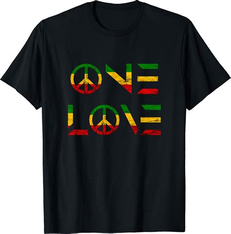 One Love Rasta Reggae Music Peace Jamaica Rastafarian Roots T Shirt