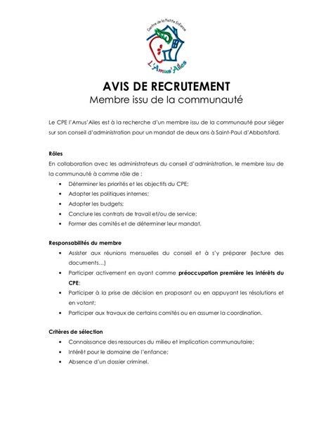 Avis De Recrutement Par Utilisateur Fichier PDF