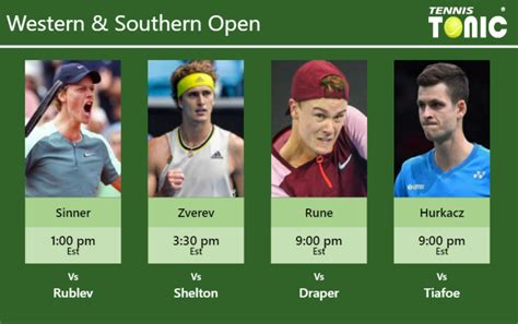 PREDICTION PREVIEW H2H Sinner Zverev Rune And Hurkacz To Play On