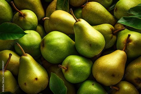 Pears Large Group Background Italian Cultivar Of Green Pear Pera