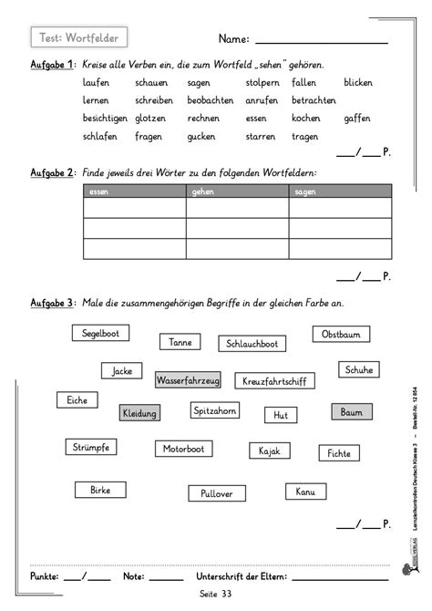 Lernzielkontrollen Deutsch Klasse