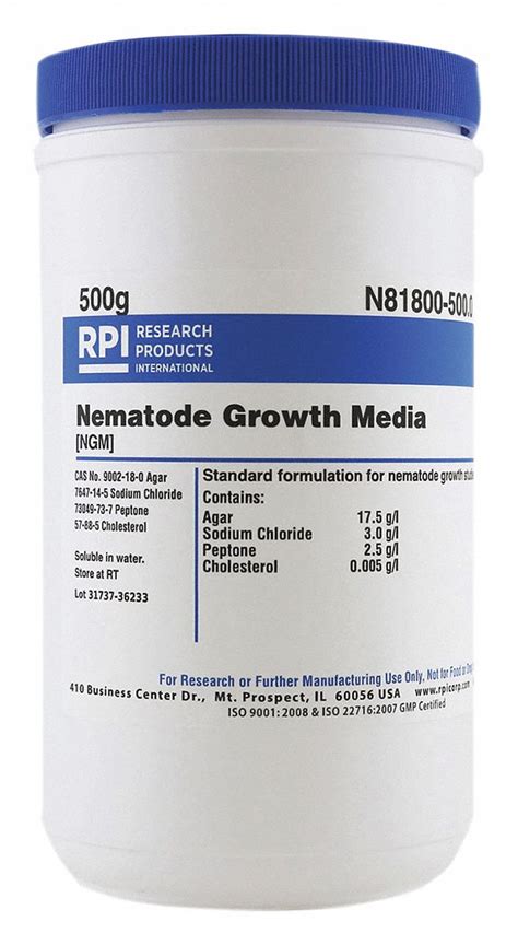 Rpi Nematode Growth Medium Ngm 500 G Container Size Powder 31gc40n81800 5000 Grainger