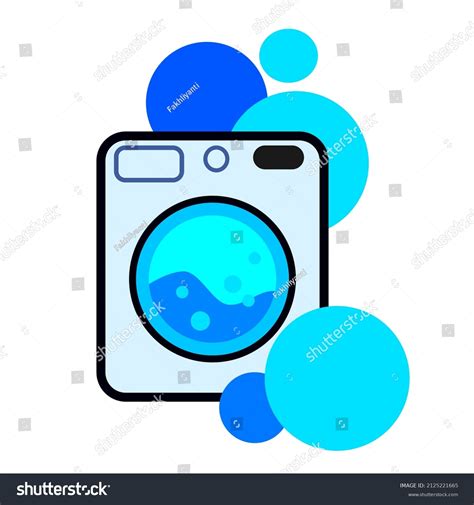 Illustration Blue Washing Machine Front Loading Stock Vector Royalty